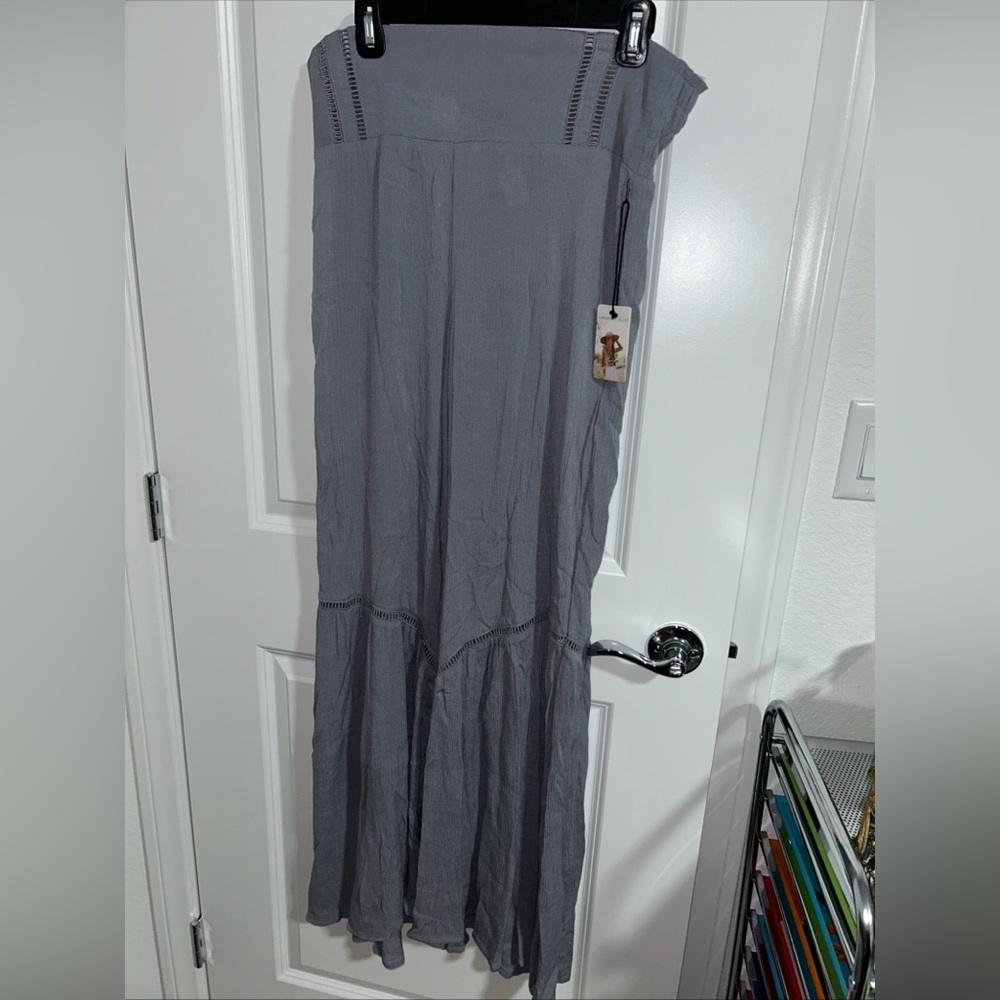 Sincerely Jules Ruffle Bell Wide Leg Pants Grey Large NWT
